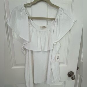NEW white Swiss dot off the shoulder top size L